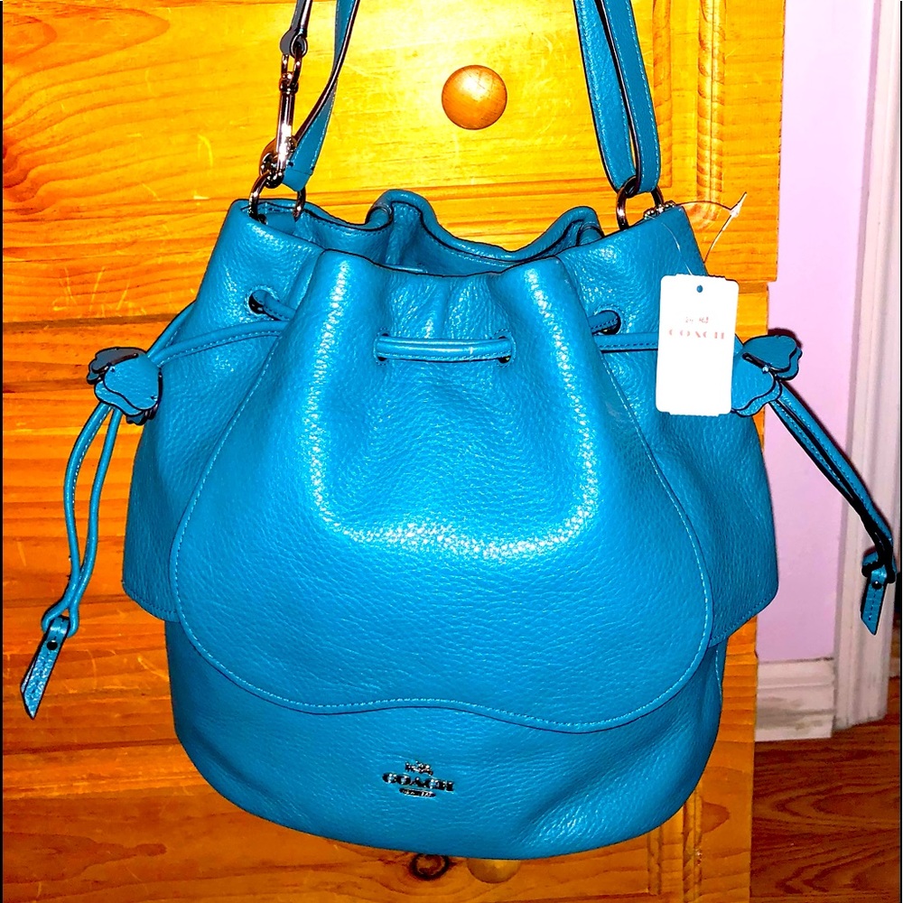 Authentic Coach NewW/Tags Pebble Dark Teal Leather Petal Bag  Style F11807